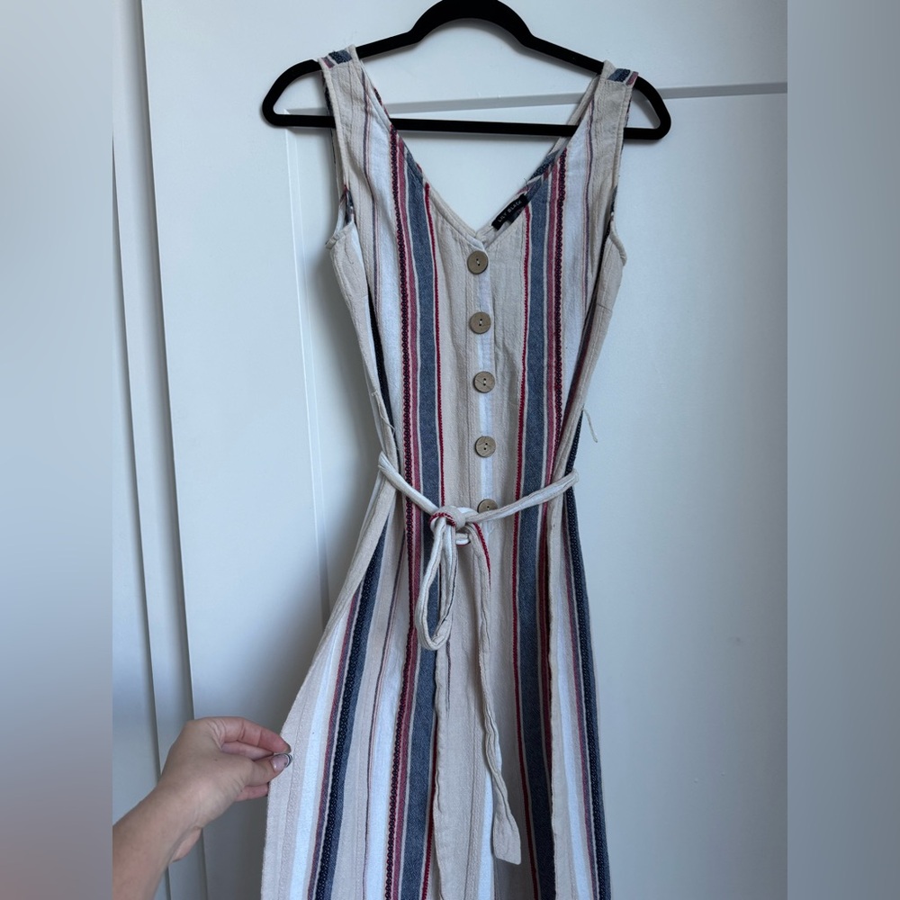 Striped Sleeveless Button-Down Dress